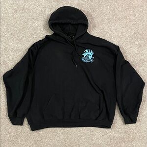 Black Hoodie with Blue Graphic